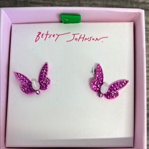 Betsey Johnson Glittering Pink Butterfly Earrings 🩷